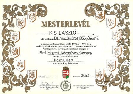 Kis László Kőműves Mester levél